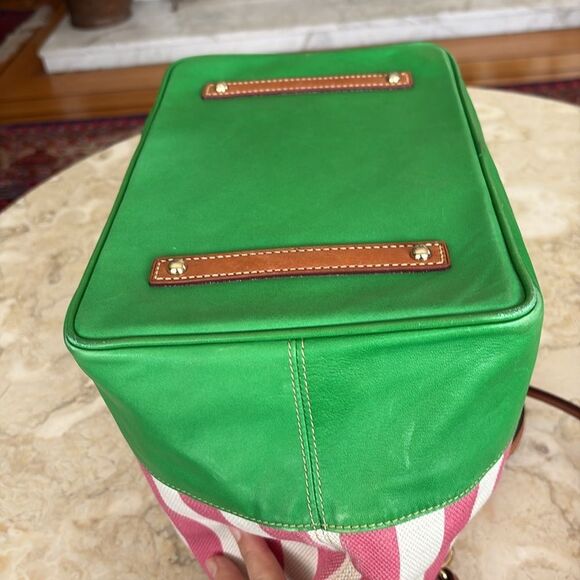 Dooney & Bourke O Ring Tote Bag Pink & White Canvas & Leather - Picture 11 of 17